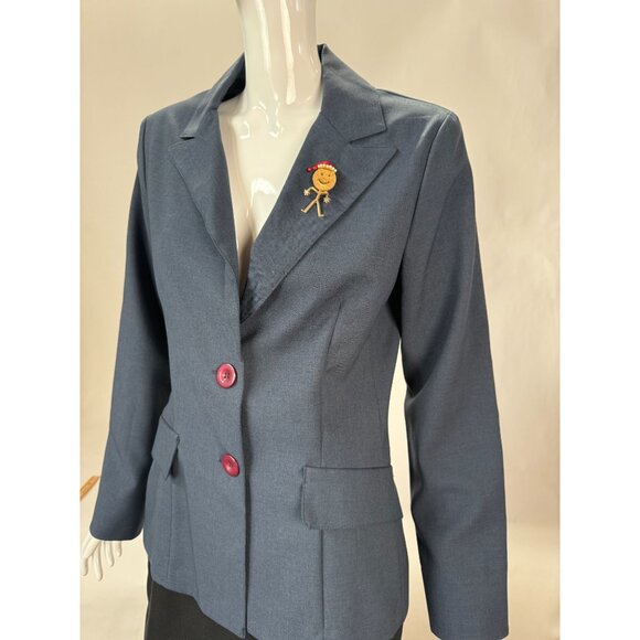 Gold-Toned Stick Figure Brooch With Enamel Santa Hat & Faux Pearl Trim - Picture 6 of 16